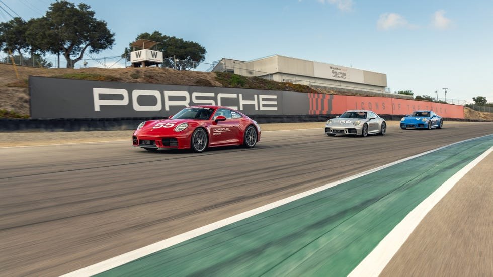 porsches on track