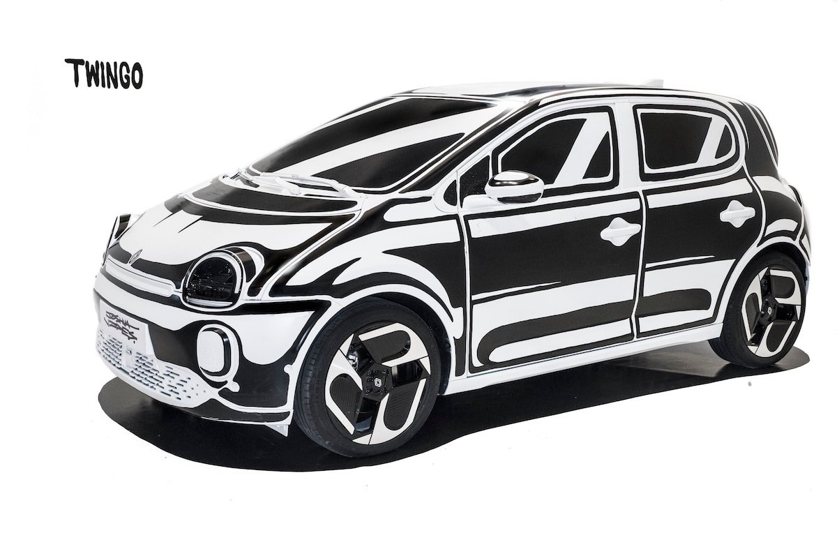 Photo principale de l'article : renault twingo e-tech - Renault Twingo E-Tech 2026 peinte en style bande dessinée